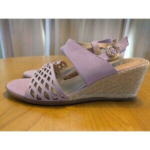 Lucca Lane Haldene Pinkish/Purple leather  wedge sandals women 9.5M Look Unworn!
